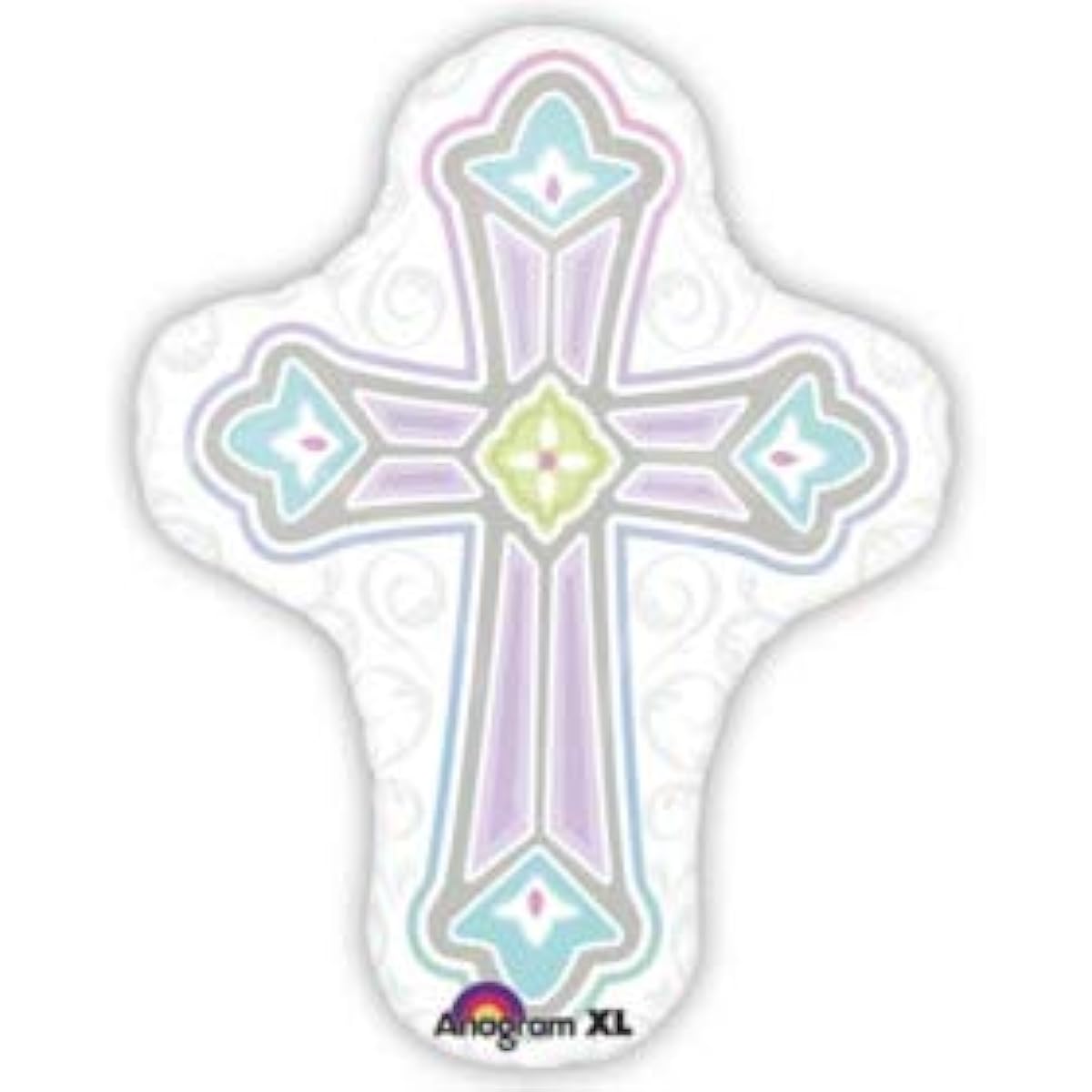 Anagram International 1st Communion Cross Shape Balloon, 28 Inch, Multicolor