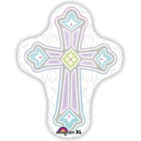 Anagram International 1st Communion Cross Shape Balloon, 28 Inch, Multicolor
