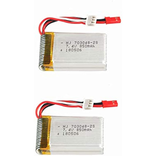 2pcs 7.4V 850mAH 20C Lipo Battery 703048 UDI U829A U829X MJXRC X600 HQ 907 Remote Control Lithium Polymer Battery JST Plug