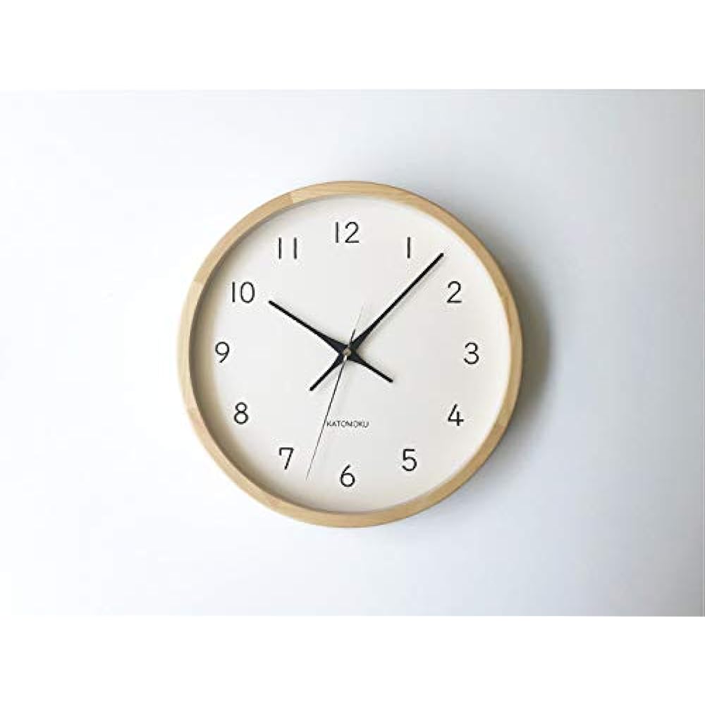 KATOMOKU muku clock 13 Hinoki radio clock continuous second hand km-104HIRC φ306mm (radio clock)