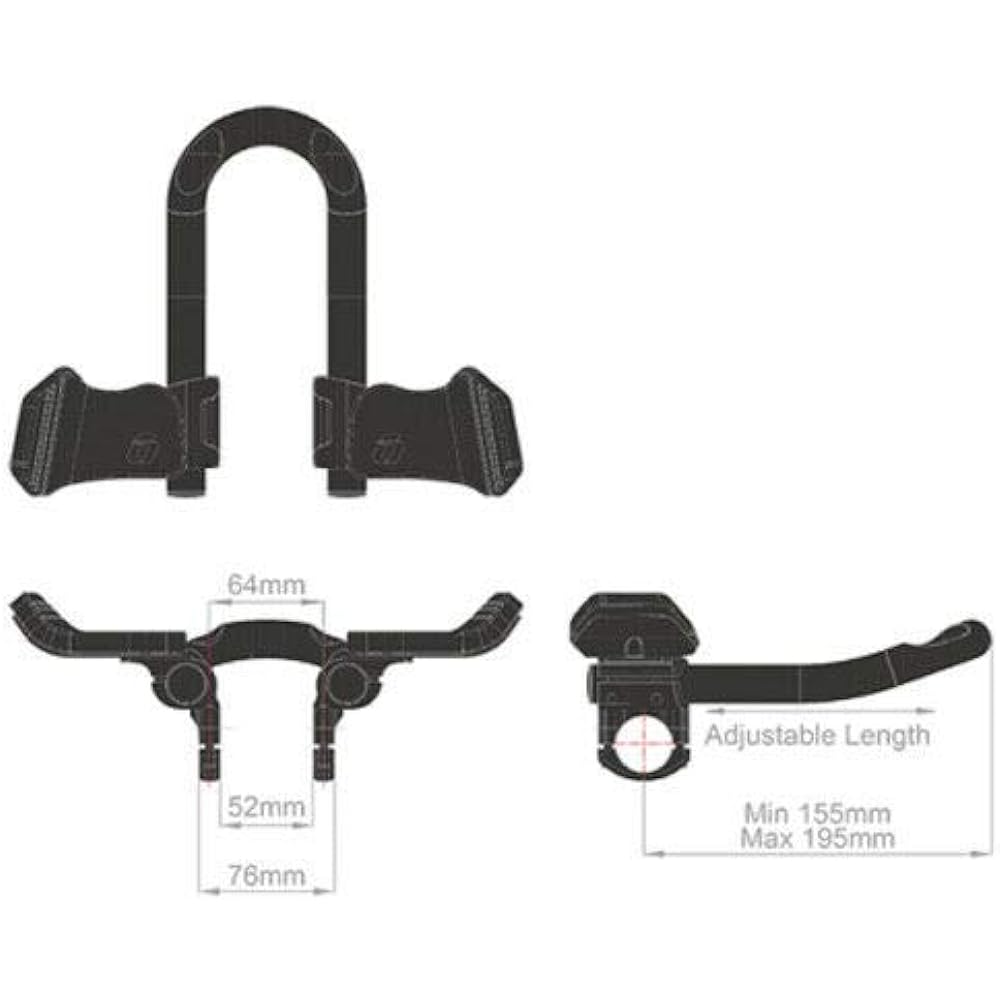 ControlTech TTH-14 Falcon Mini Clip-On Bike Aerobars for TT/Triathlon, Gray, ST1845