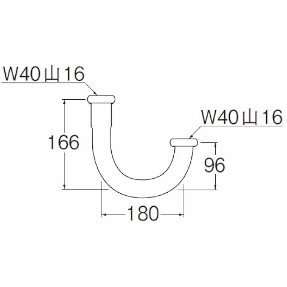 SANEI Drain Parts Wide U Pipe for Metal Trap Pipe Diameter 32mm H70-670-32X140