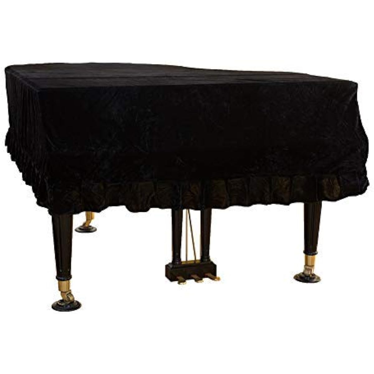 Mettoo Grand Piano Cover Preche Dustproof Washable Piano Cover | Stain Resistant Gold Soft Border Triangle Decorative Protective Cover Cloth for Grand Piano