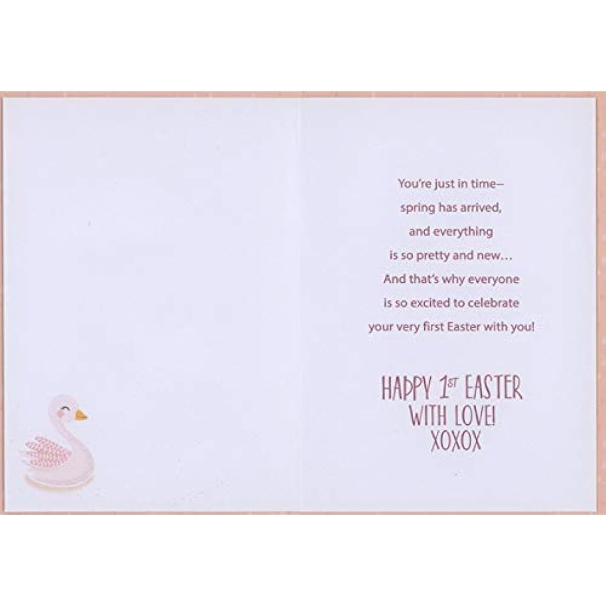 Designer Greetings Cute Swan and Sparkling Pink Feathers 1st: First Easter Card for Granddaughter