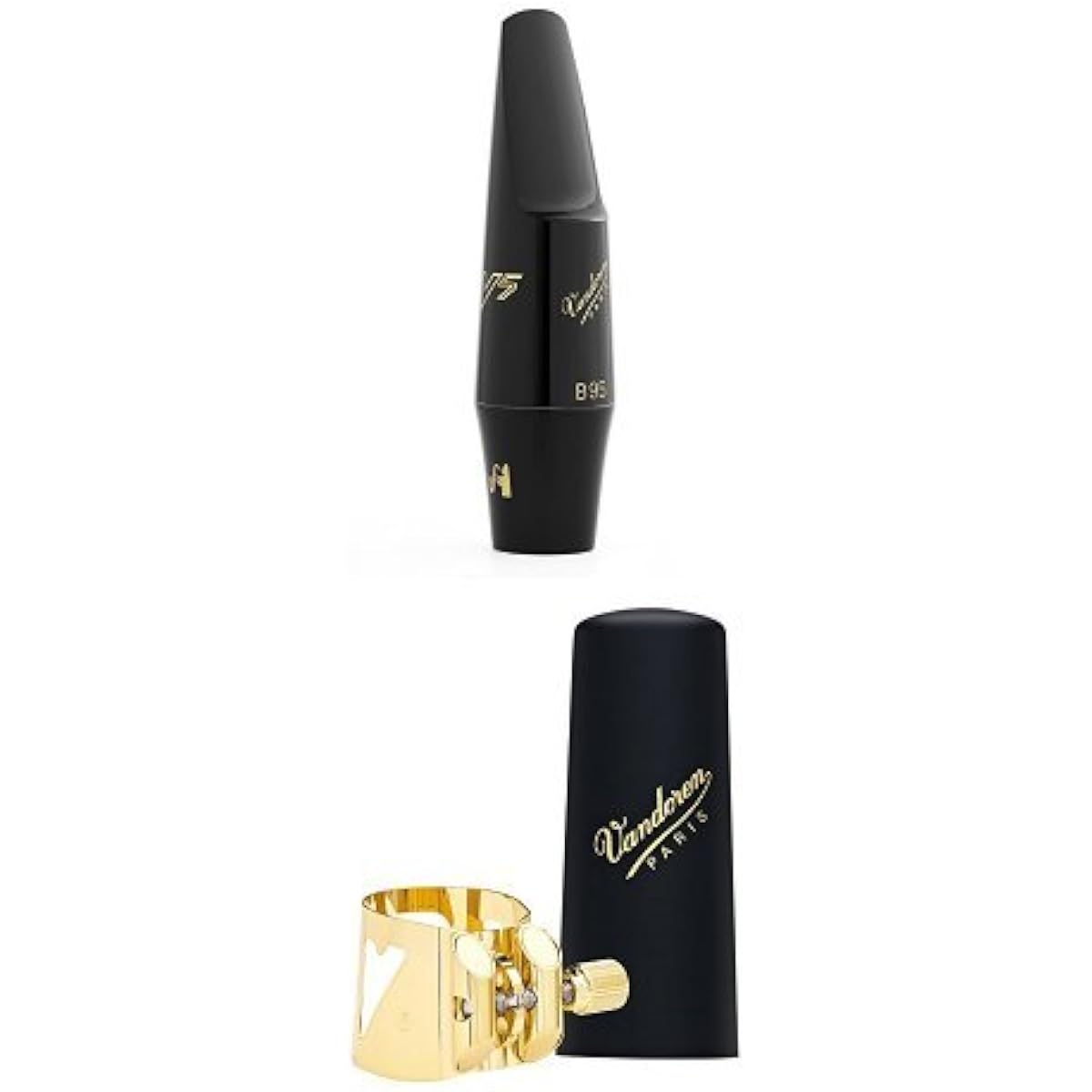 Vandoren Baritone Saxophone Mouthpiece "V5 B25" & Ligature "M O" Aged Gold Lacquer Set