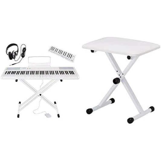 Artesia Digital Piano Value Set 88 Keys PERFORMER/WH White (Includes Sustain Pedal/Stand/Headphones/Keyboard Design Cloth) + X-Shaped Piano Stool