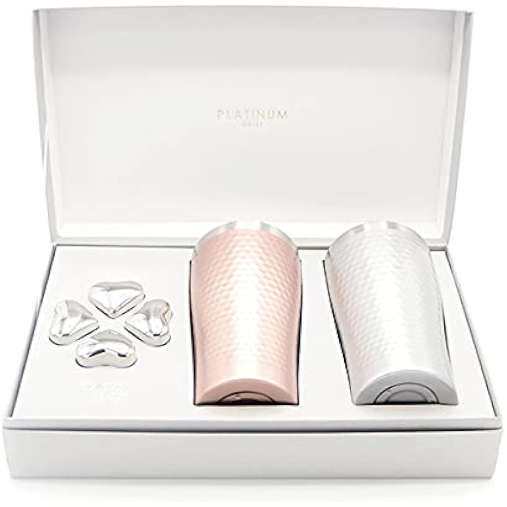 Oribe Platinum Stainless Steel Thermo Tumbler Pair & Heart Present Gift Pair Set of 2 Boxed