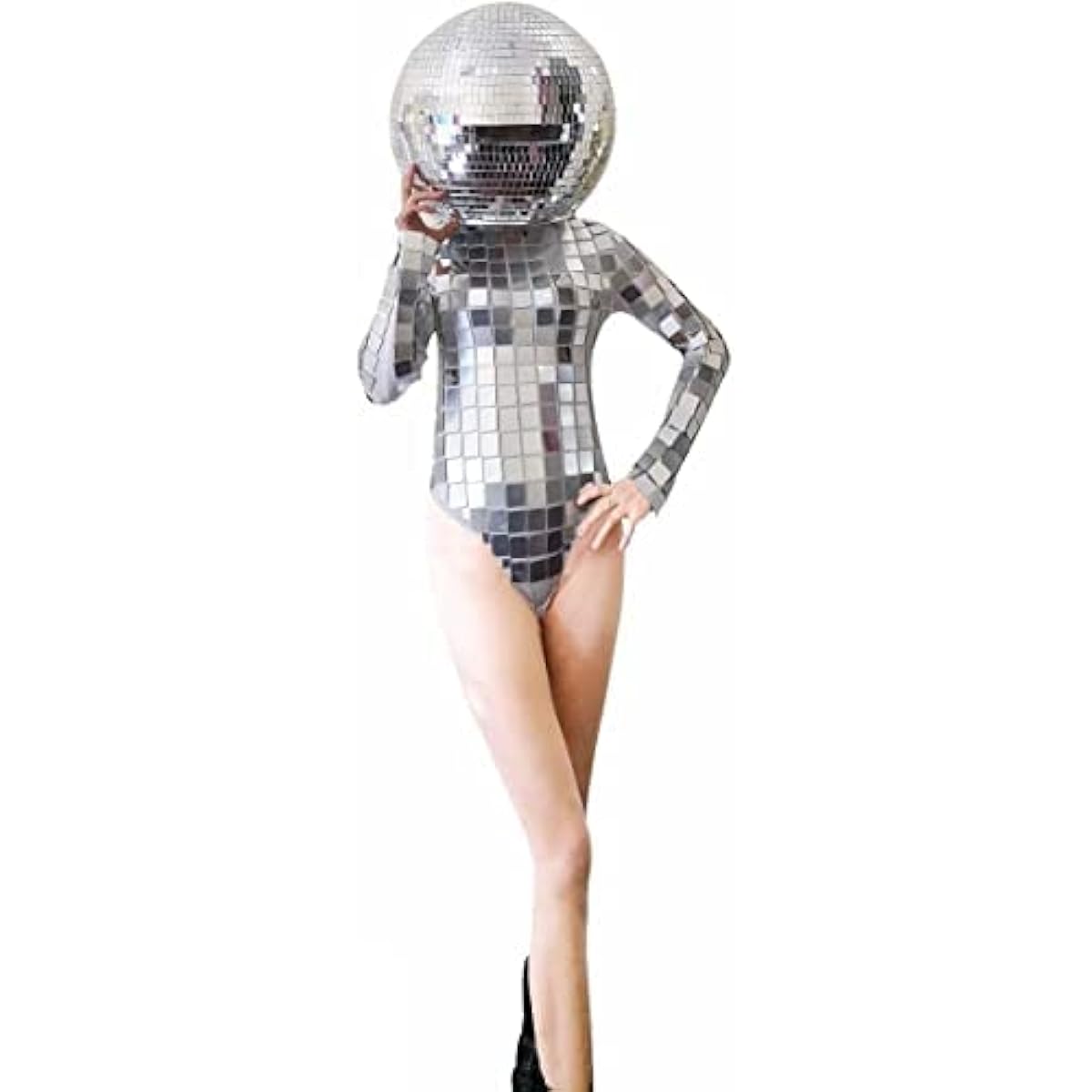 [Earthradius] Mirror Ball Helmet Disco Ball Helmet Costume Hat Disco Mirror Glitter Mirror Glass for DJ Party Nightclub Wedding Bar