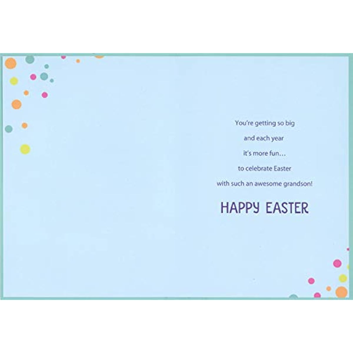 Designer Greeting Card White Bunny Valance Large Brown Basket on Feet: Gold Foil Eggs Boy Easter Card Young Grandchild