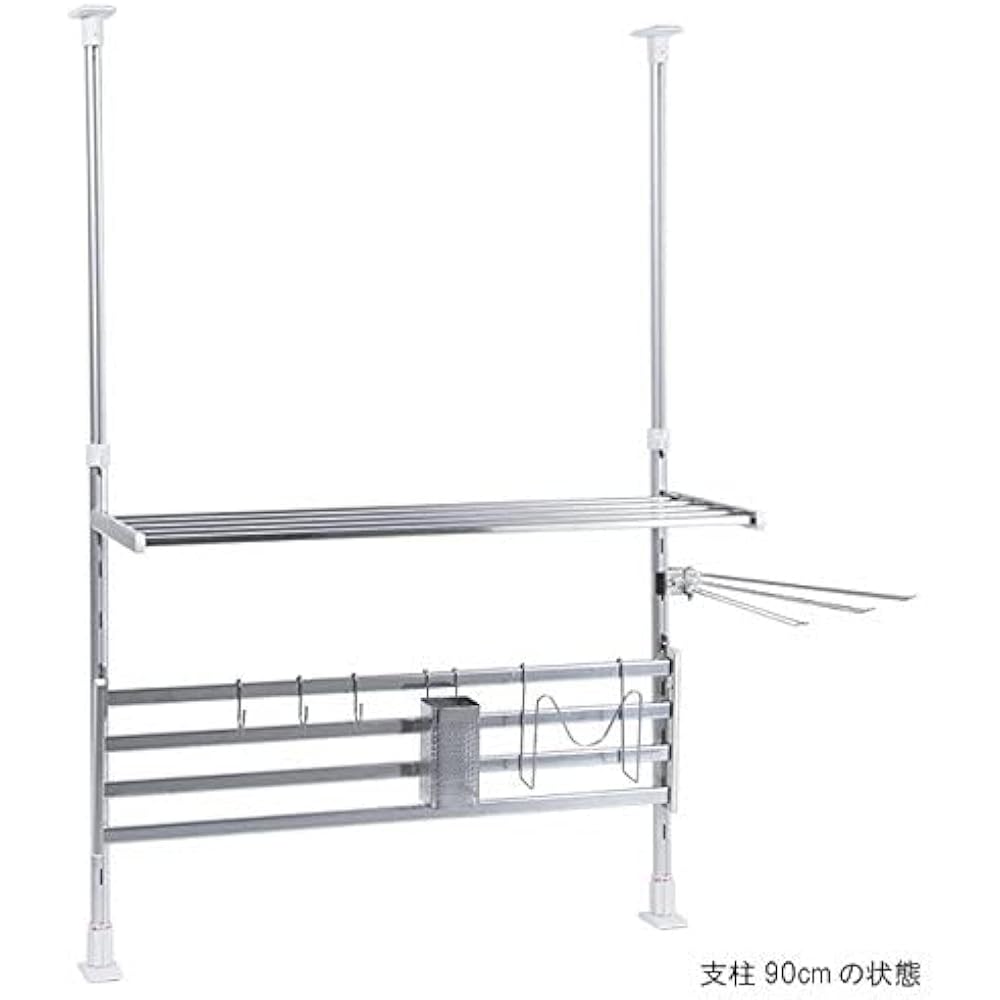 TAKUBO Mizukiri Shelf Series Tension Shelf 2 Tiers Width 60cm Value Set TP2-60K