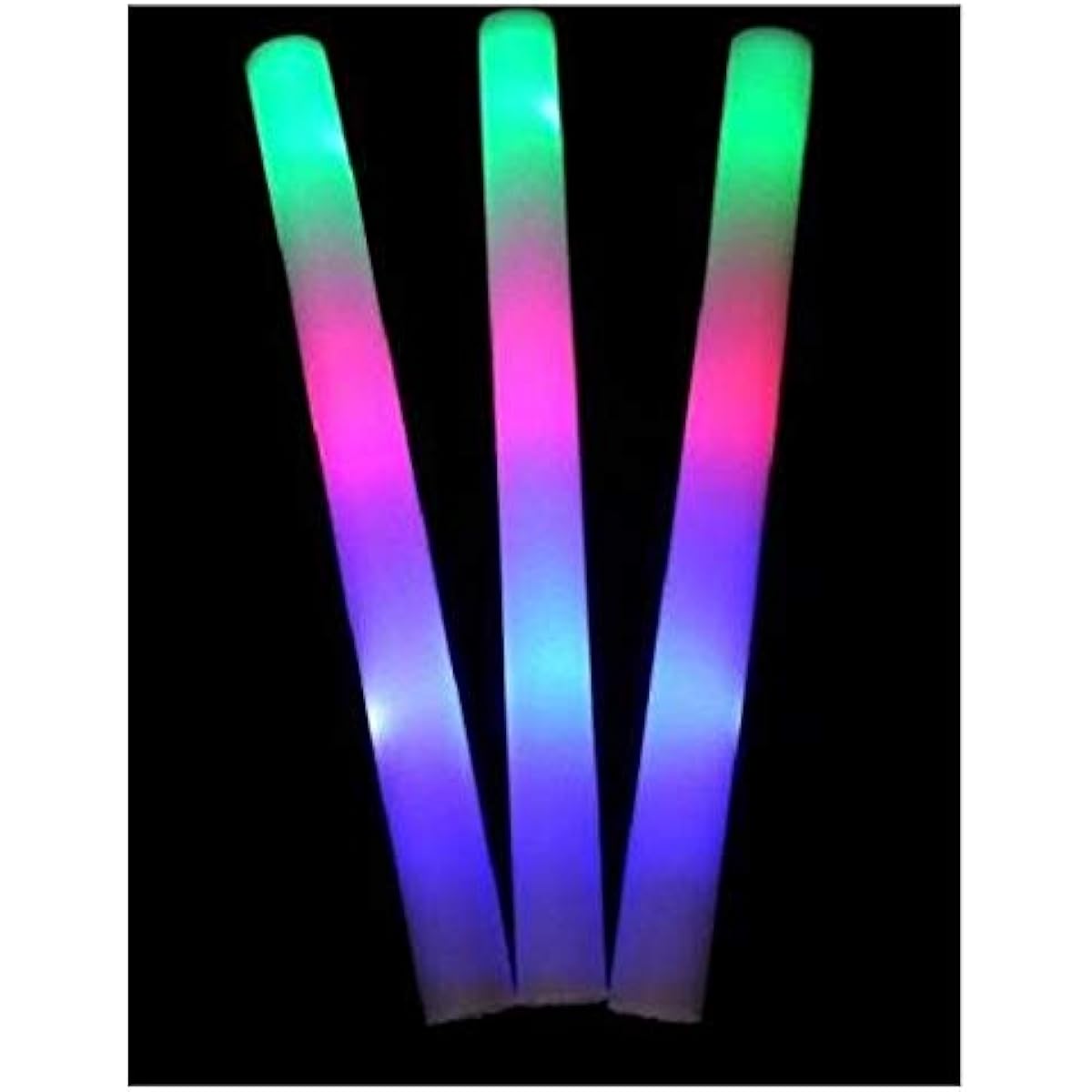 Los Angeles Superstore Light Up Foam Stick Baton LED Multicolor Color Changing Rally Foam 3 Mode Flashing 18" Soft Wand Glow Stick Pack of 50