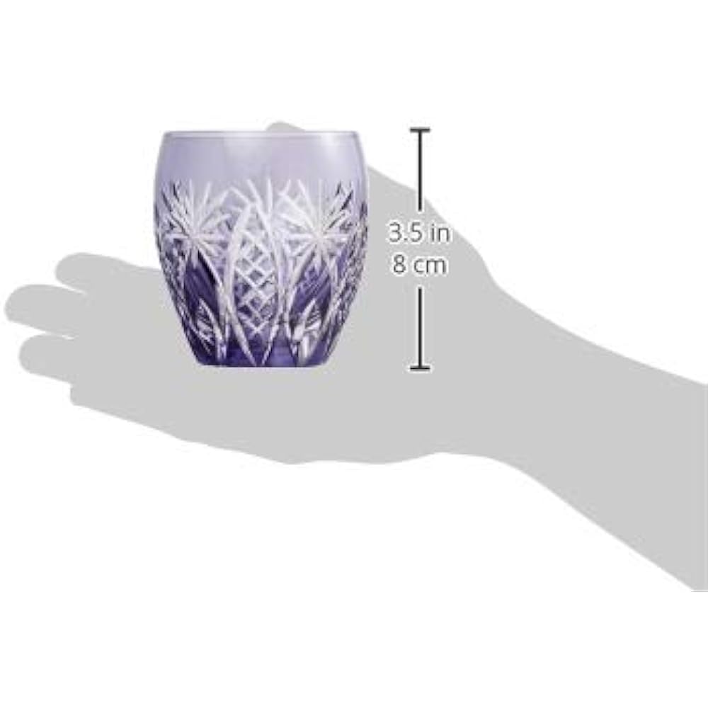 Kagami Crystal (Kagami) Rocks Glass Purple 240cc Edo Kiriko Yarai Heavy Star Emblem T727-2668CMP