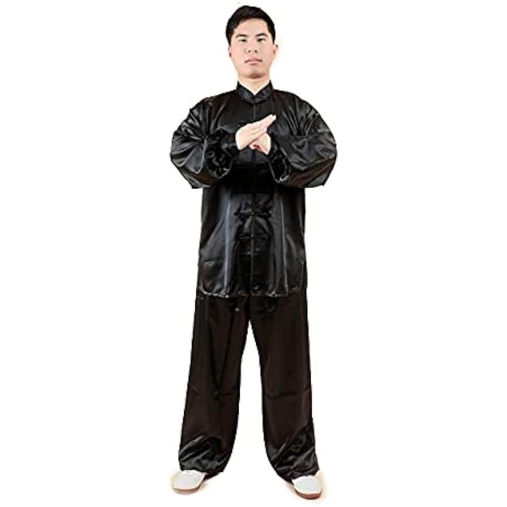 Unisex Tai Chi Clothes, Plain, Long Sleeves, Gong Fu Clothes, Top and Bottom Set, Martial Arts, Tai Chi, Kung Fu Clothing, Chinese Style, Sports, Cosplay Costume (Black, M)