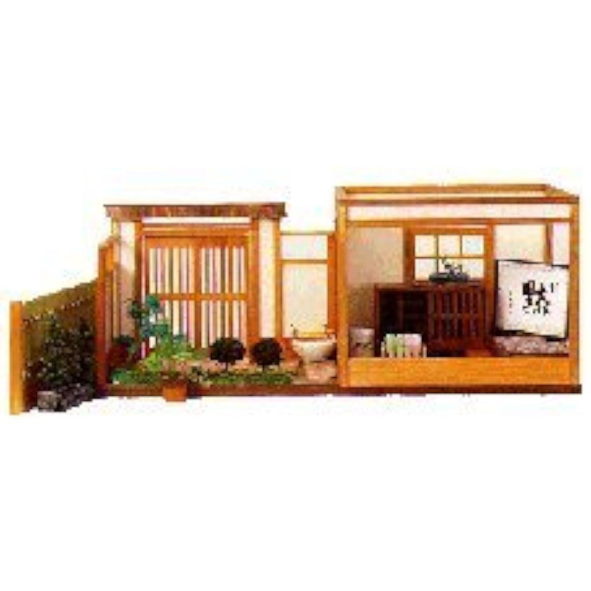 Japanese style miniature dollhouse front yard and entrance kit