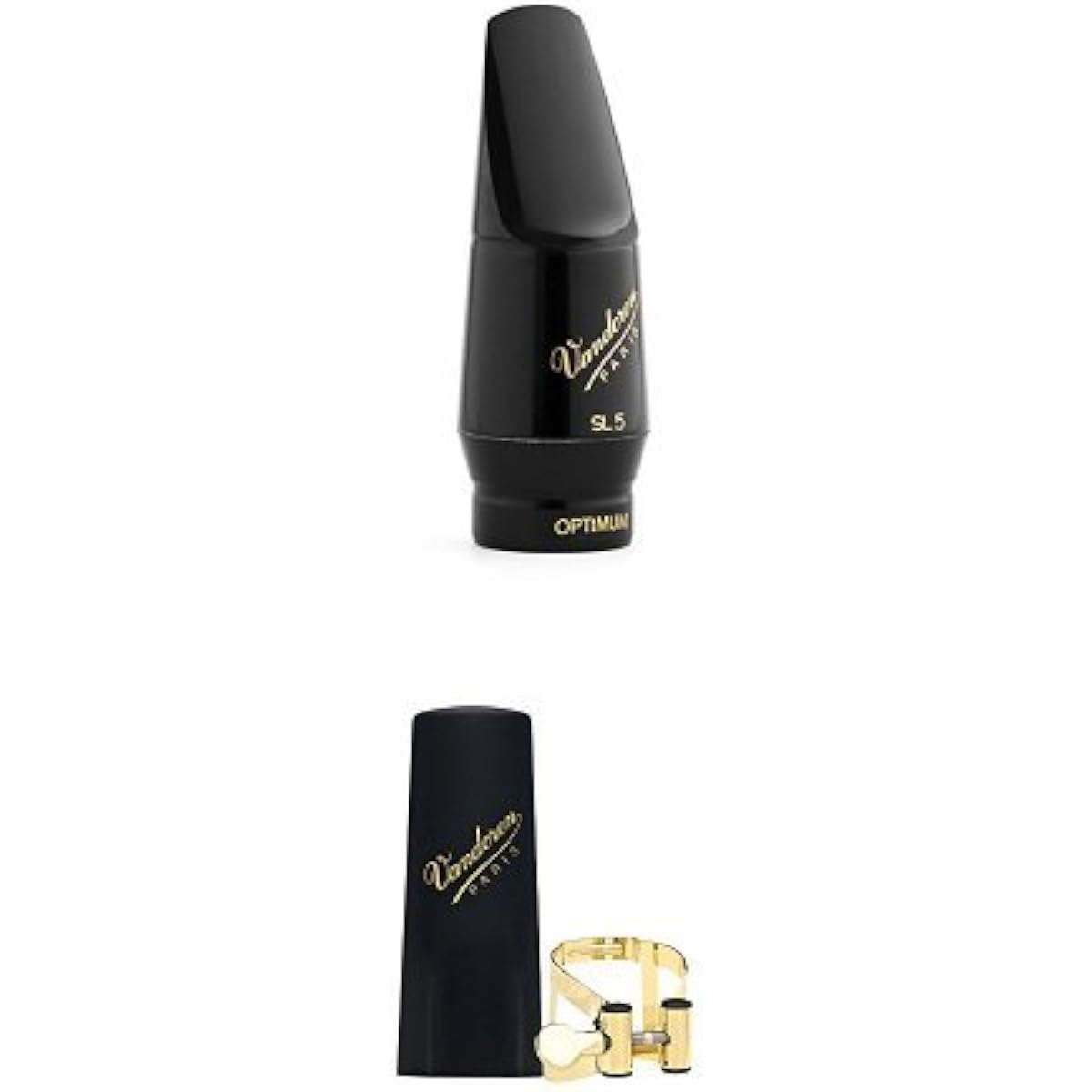 Vandoren Soprano Saxophone Mouthpiece "Optimum SL5" & Ligature "Leather" Plastic Cap Set