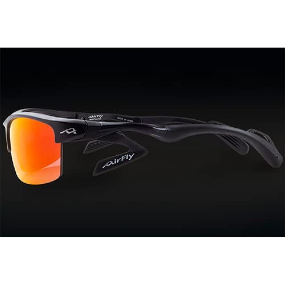 AirFly Nose Padless Sports Sunglasses AF-303 C-1 Equipped with New Side Pads Black Frame/Mirror Lens AF-303 C-1 Black