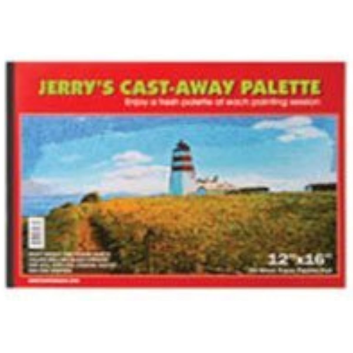 Jerry's Cast Away Paper Artist Palette Pad Heavy Duty 35 lb Coated White Disposable Palette Paper for Oil/Acrylic/Alkyd/Egg Tempera [50 Sheets] 12 x 16 inches