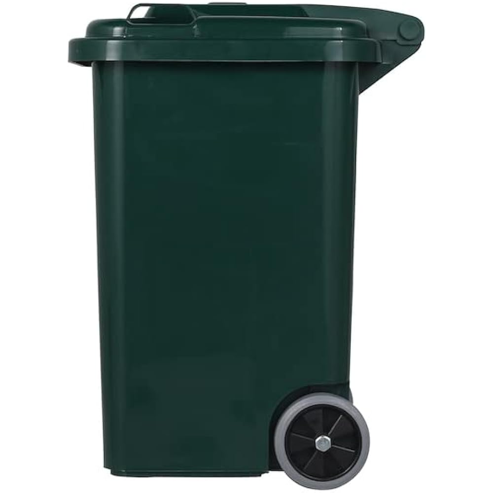 Dalton Plastic Trash Can 45L Green Trash Can Masterpiece with Lid Large Outdoor with Drain Hole Height 575mm Width 380mm Depth 430mm 100-146GN
