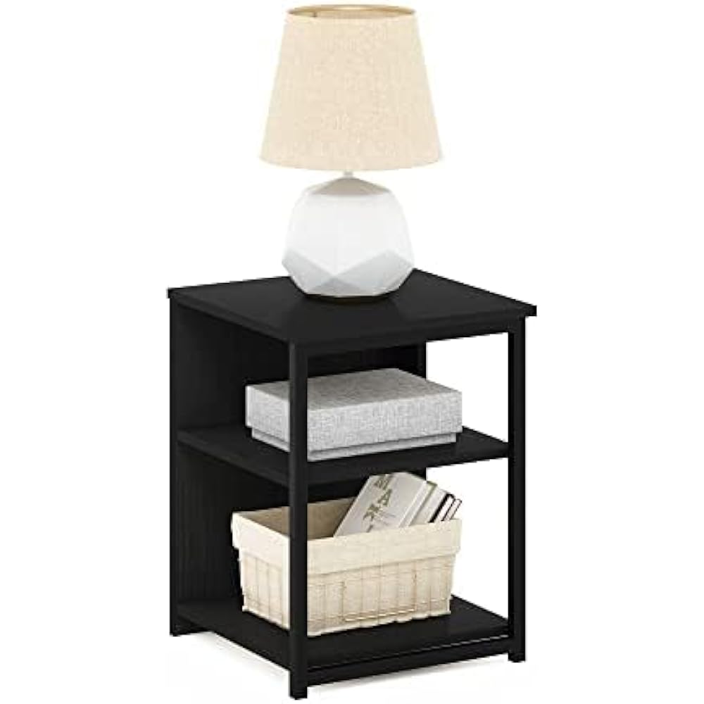 Furinno Camnus Modern End Table/Sofa Table/Side Table/Nightstand with Metal Frame Support Americano/Black Width 38.6 x Depth 39.9 x Height 51.1cm [Regular Japanese Import Product]