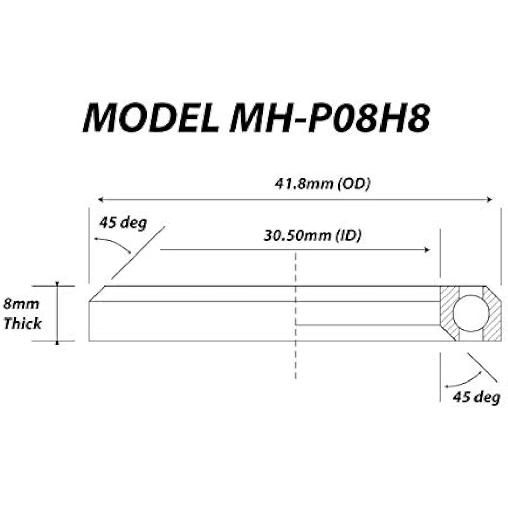 [NBBB Your Bicycle Bearing Warehouse] MH-P08 TH870R MR042R 1-1/8“ Ceramic Headset Titanium Coated Bearing Bicycle Bearing 30.5×41.8×8 45°/45° Set of 1 CK845H8