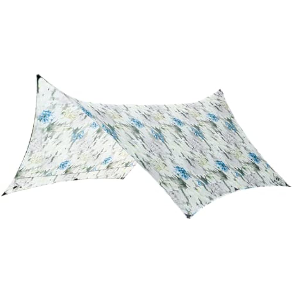 ZEROGRAM Coral Hexa Tarp (GREEN) / Hexa Lightweight Tarp 350 x 360 Recycled Nylon Material UV Light Blocking High Water Resistance Waterproof Compact Easy Setup and Removal Guyline Pegs Included Green
