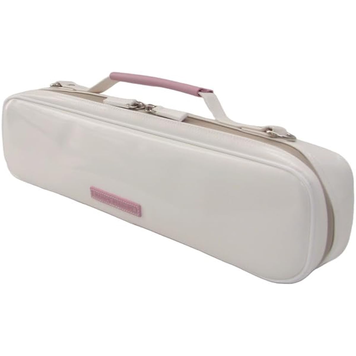 NAHOK C foot flute case guard "Amadeus/wf" White special coating/Genuine leather pink handle [Waterproof fabric made in Germany x special temperature control function & shock absorbing material + waterproof zipper] Fabric from Germany, Made in Japan.
