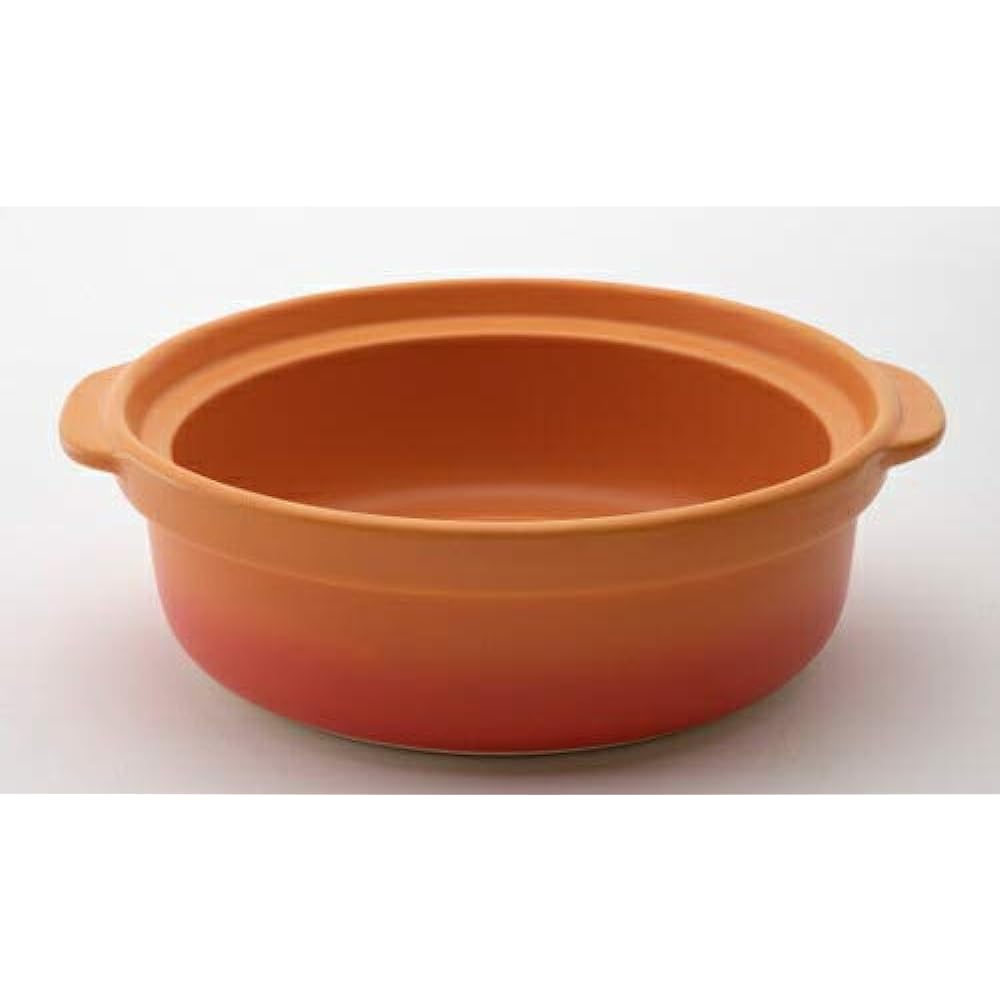 [Made in Japan, Mino Ware] Banquet No. 8 Earthen Pot Bake Orange [For 2 to 3 people, Stylish, Made in Japan, Open Fire KOYO] Microwave and Oven Safe