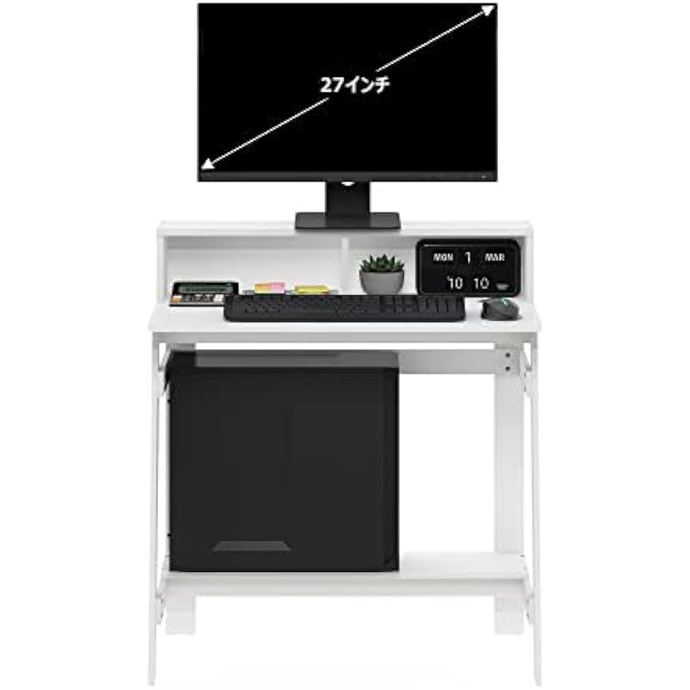 Furinno Computer Desk/Computer Desk/Study Desk A-Shaped Frame with Shelf Simplistic Series Color: White 14054WH
