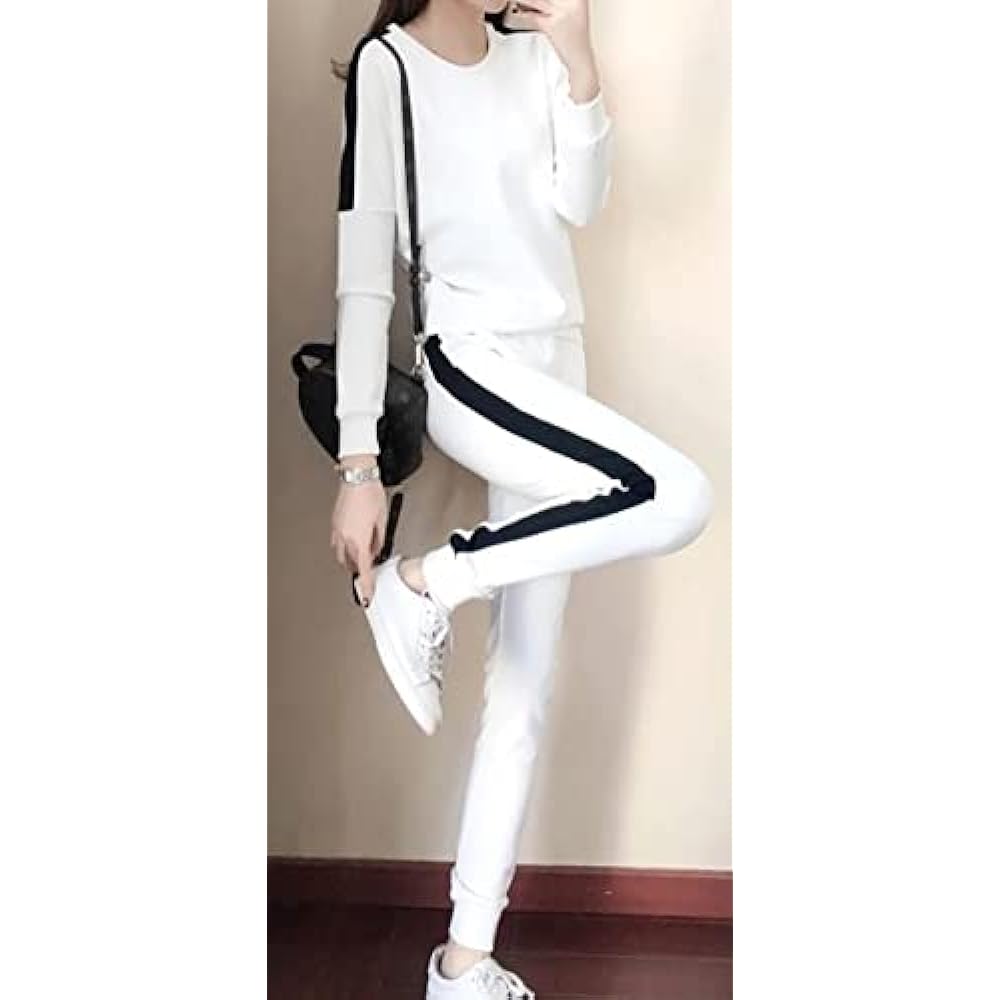 [Emptio] Crew Neck Simple Jersey Top and Bottom Set Women's