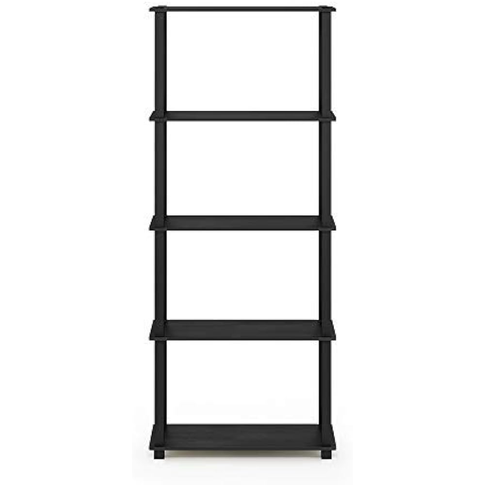 Furinno Multipurpose Shelf Display Rack Americano/Black 5 Tiers with Square Tube Turn S Tube [Regular Japanese Import Product]