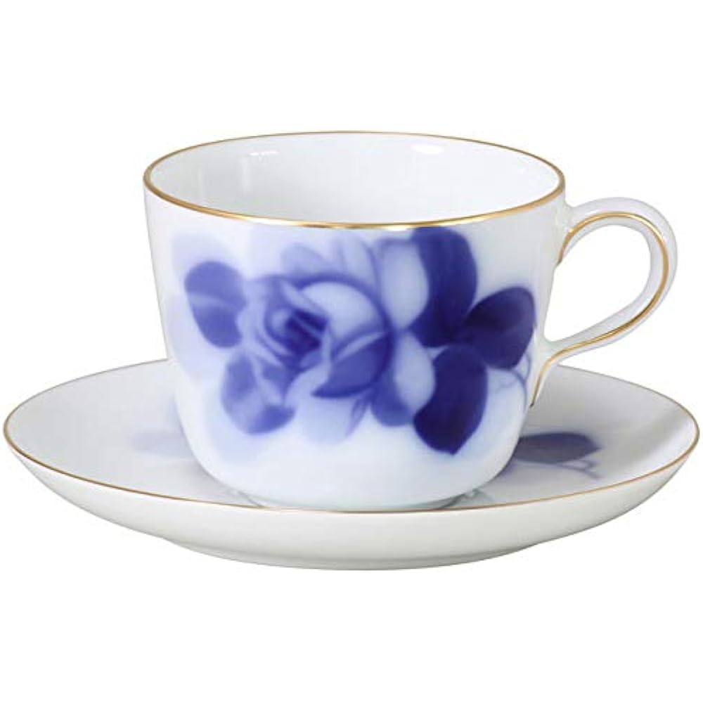 [Okura Toen Washi Paper Wrapping] Blue Rose (8211) Morning Cup & Saucer Pair Set