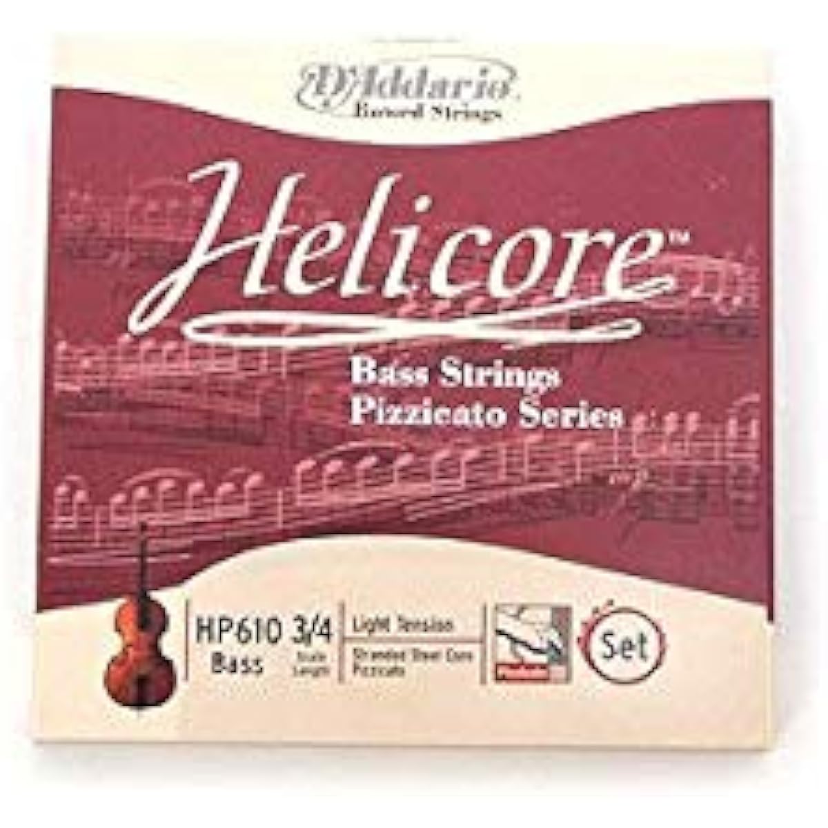 DADDARIO Double Bass String Set HELICORE pizzicato Light