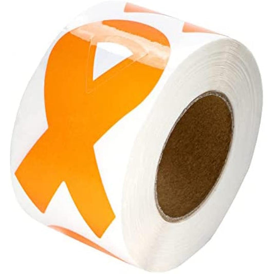 250 Orange Ribbon Stickers (1 Roll) (250 Sheets)
