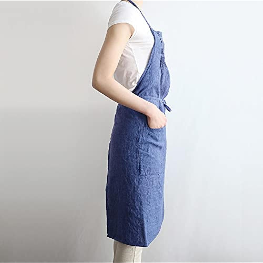 Lino e Lina Full Apron Sabine Prussian Blue Apron Cute Simple Natural Apron Linen