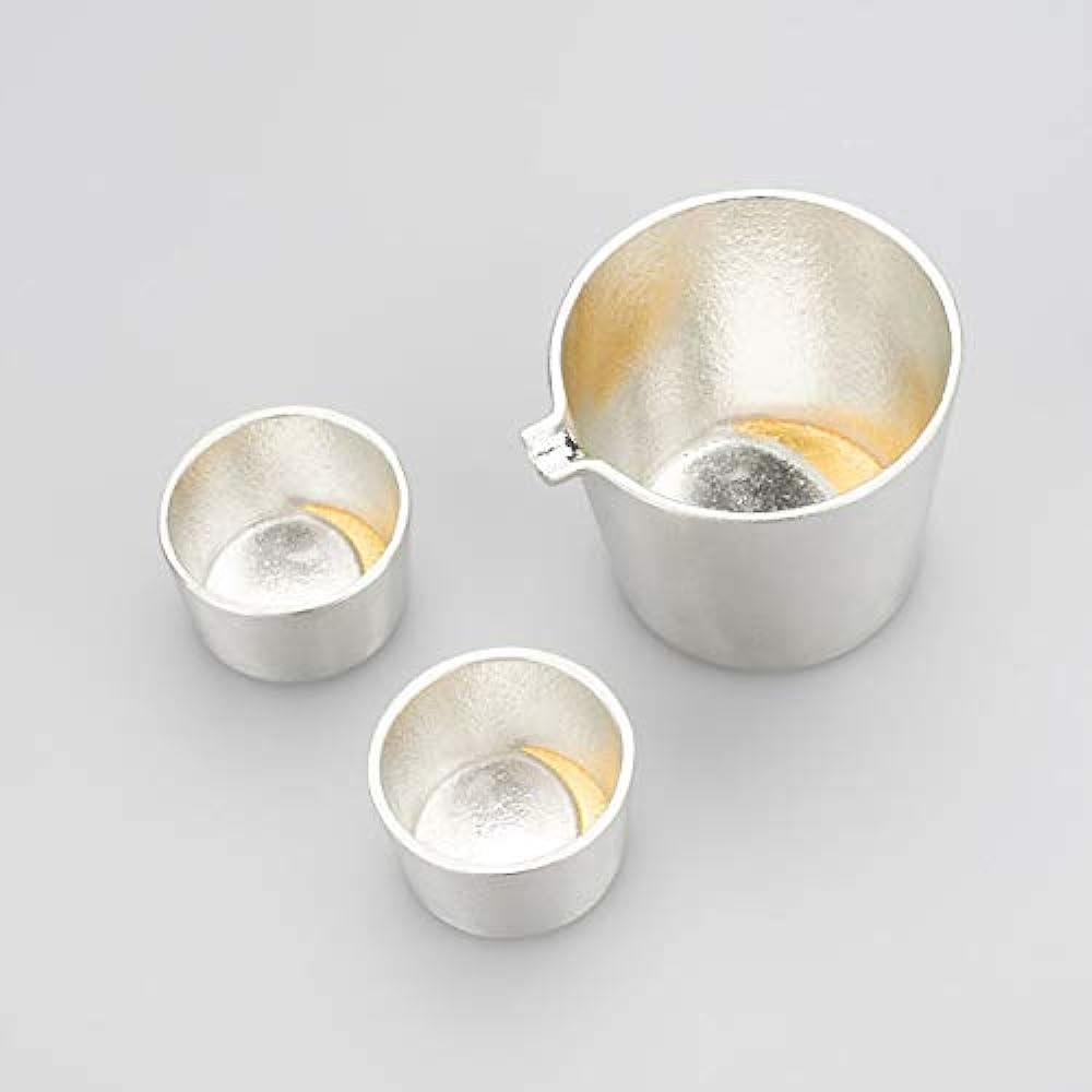 [Wrapping with Nousaku Japanese paper] Moon sake cup gold leaf set 100% genuine tin NOUSAKU