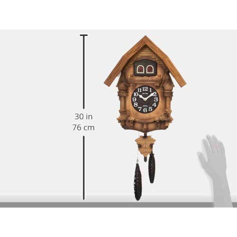 RHYTHM Cuckoo Wall Clock [Made in Japan] Made in Japan Authentic Bellows Wood Brown (Wood Finish) Cuckoo Teles R 4MJ236RH06