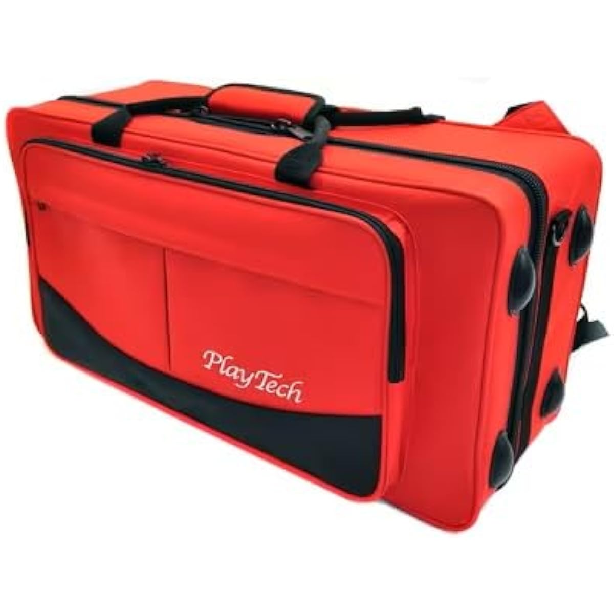 PLAYTECH Trumpet Double Case, Semi-Hard Type, Holds 2 Mouthpieces, Red