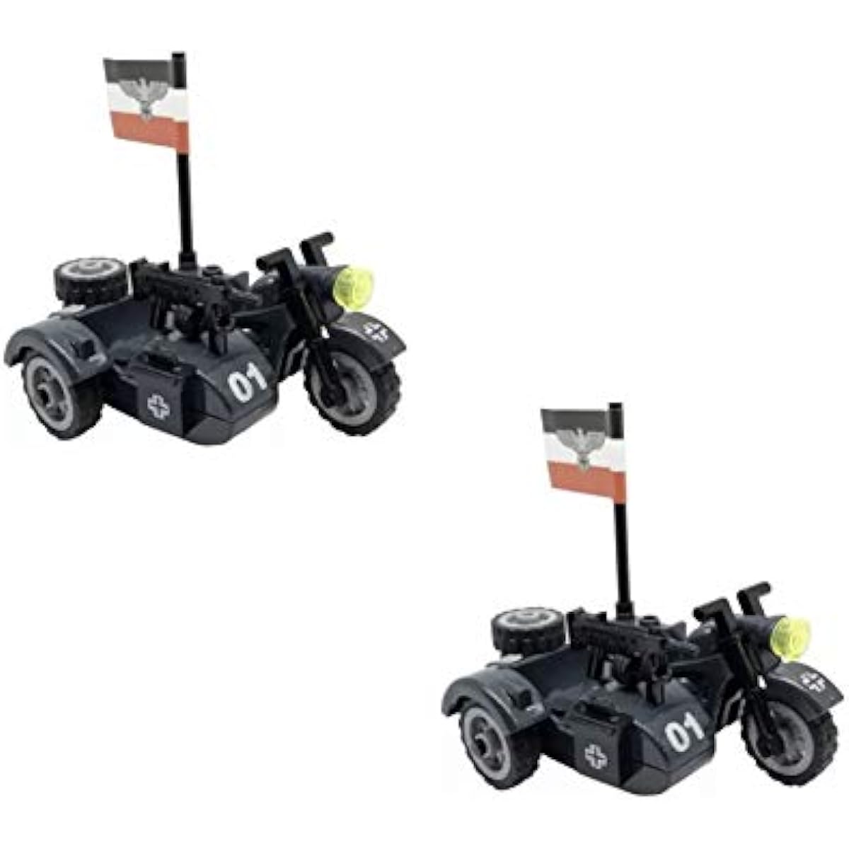 General Jim's WW2 German Military Motorcycle and Detachable Sidecar Building Blocks Set for History Enthusiasts and Brick Collectors including Teens and Adults (Set of 2)