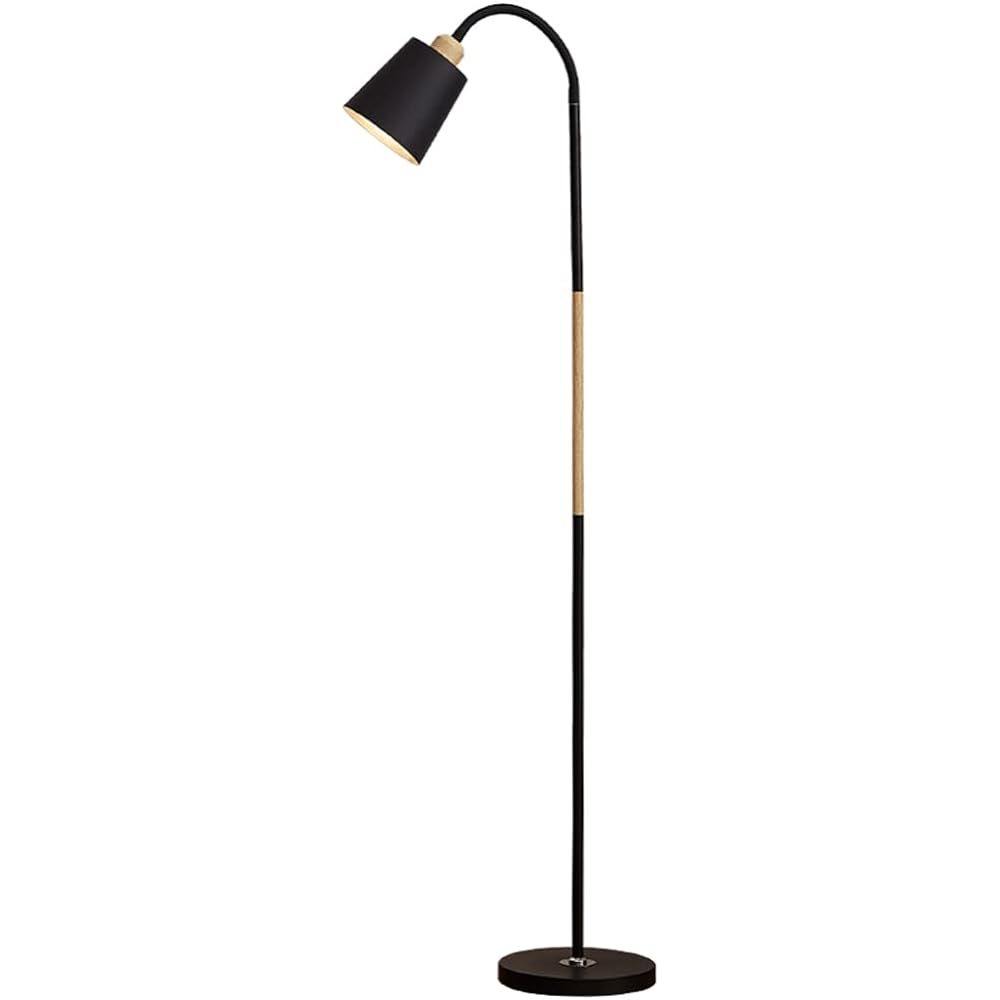 Susuo Scandinavian Style Floor Stand Light, 110V-120V, Modern Stand Light, LED Compatible, Lighting, Floor Lamp, Stylish, Indoor Lighting, Perfect for Restaurants, Bedrooms, Work, etc., No Bulb, 1 Light, Black, Curved, ss759330BC