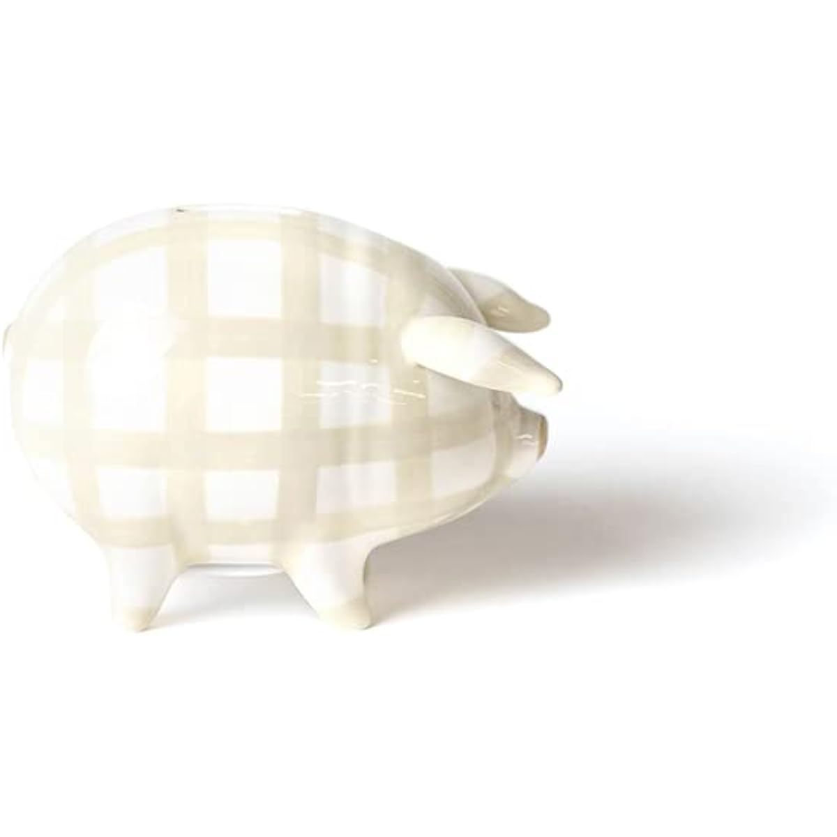 Gingham Piggy Bank Ecru