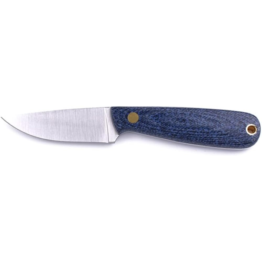 Neck Knife Brisa Necker 70 Flat Grind with Leather Sheath Pocket Knife U-Style (Blue Jeans)