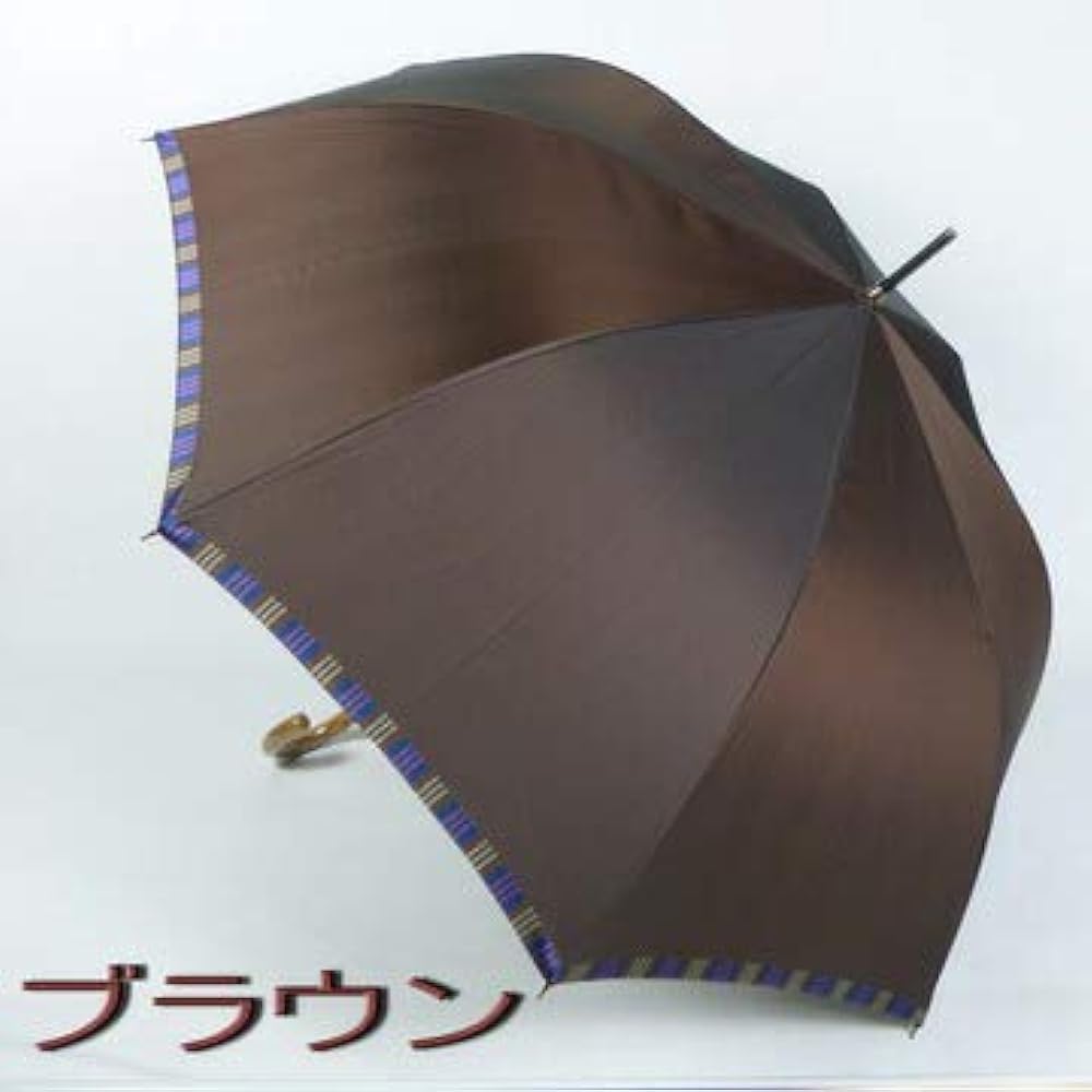 Luxury Koshu-ori Men's Long Umbrella "Tie" Plain ✕ Striped BROWN Makita Shoten, a long-established Koshu-ori umbrella manufacturer with a history of over 140 years since the Edo period, Men's Luxury Umbrella