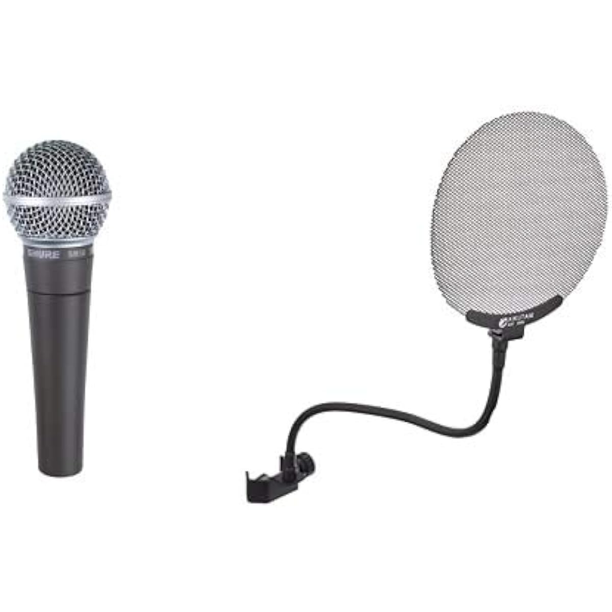 [Set purchase] SHURE Dynamic Microphone SM58CN + Kiktani Pop Blocker PO-8 + Kiktani Tabletop Microphone Stand Flexible Pipe DS-28 Set