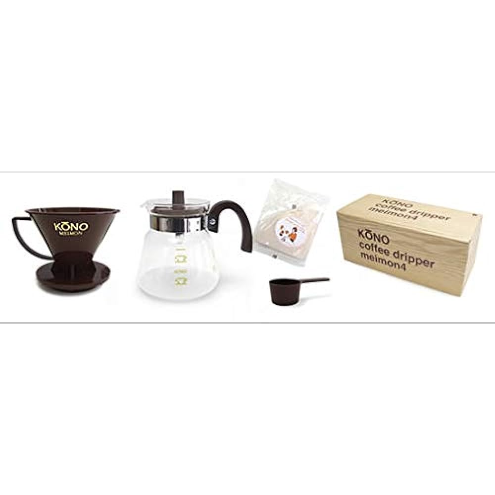KONO Style Kono Coffee Siphon Famous Dripper Set for 4 People Color Handle Chocolate Brown MD-40CH