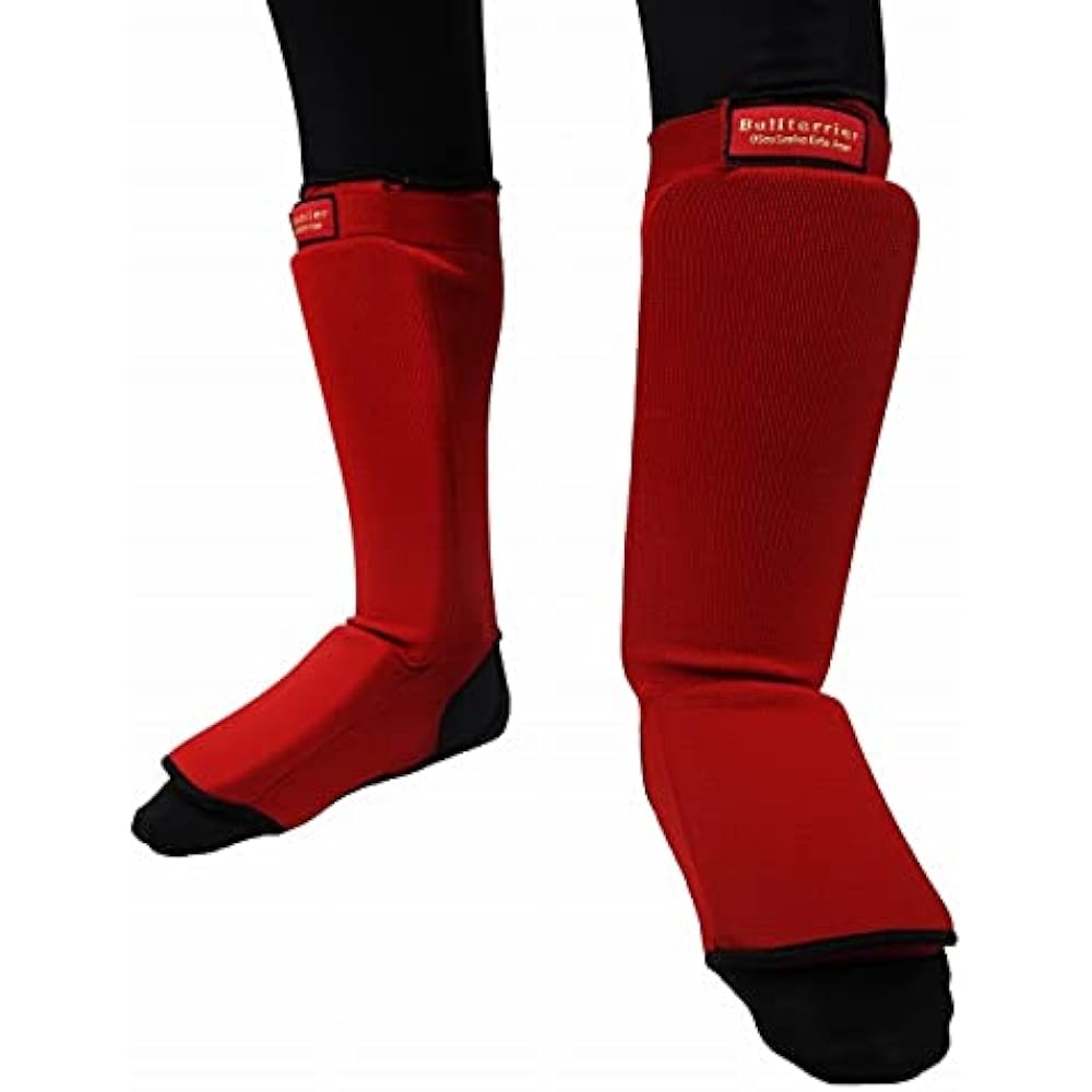 BULL TERRIER Leg Supporter Red/Bull Terrier Leg Guards Shin Guard Leg Guard Protector Protective Equipment Cotton Mixed Martial Arts Kickboxing MMA Karate