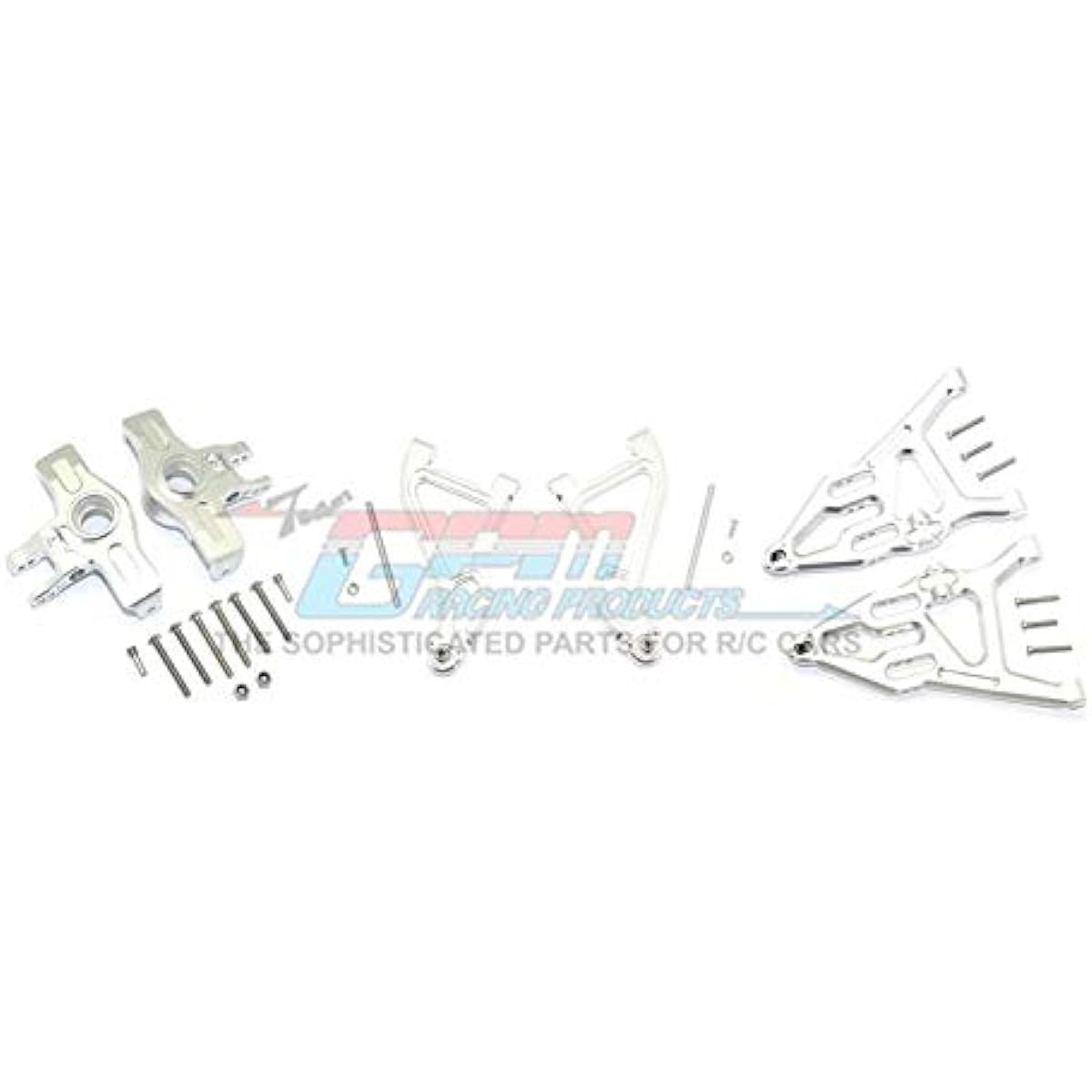 RC Spare Parts Traxxas Unlimited Desert Racer 4X4 (#85076-4) Upgrade Parts Aluminum Front Upper & Lower Arms + Knuckle Arms Set - 28Pc Set Silver