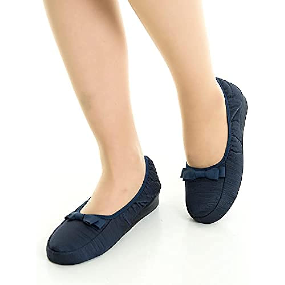 [Kirsch Blute] Kirsch Blute 3.5cm Heeled Portable Slippers Room Shoes Type [Navy] Grosgrain Mini Ribbon KS35C-NS20