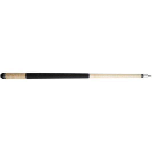 Action RNG01 Blonde Birdseye Maple Pool Cue Stick 58" Long with Black Faux Leather Wrap Grip and Double Silver Rings Black Rubber Bumper