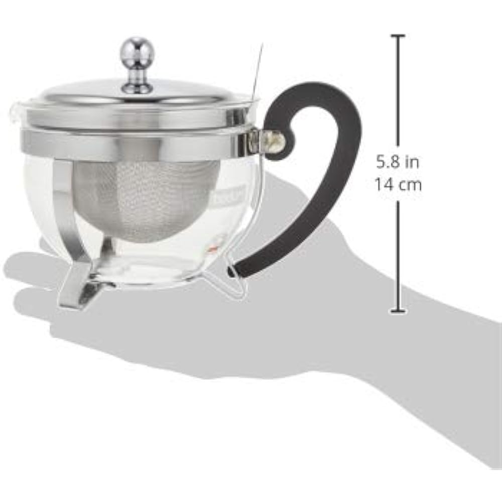 BODUM Teapot Tea Maker CHAMBORD Teapot 500ml Silver Black Tea Green Tea Chinese Tea Herbal Tea Fruit Tea Stainless Filter Glass Beaker Dishwasher Safe [Genuine Product] 12030-16