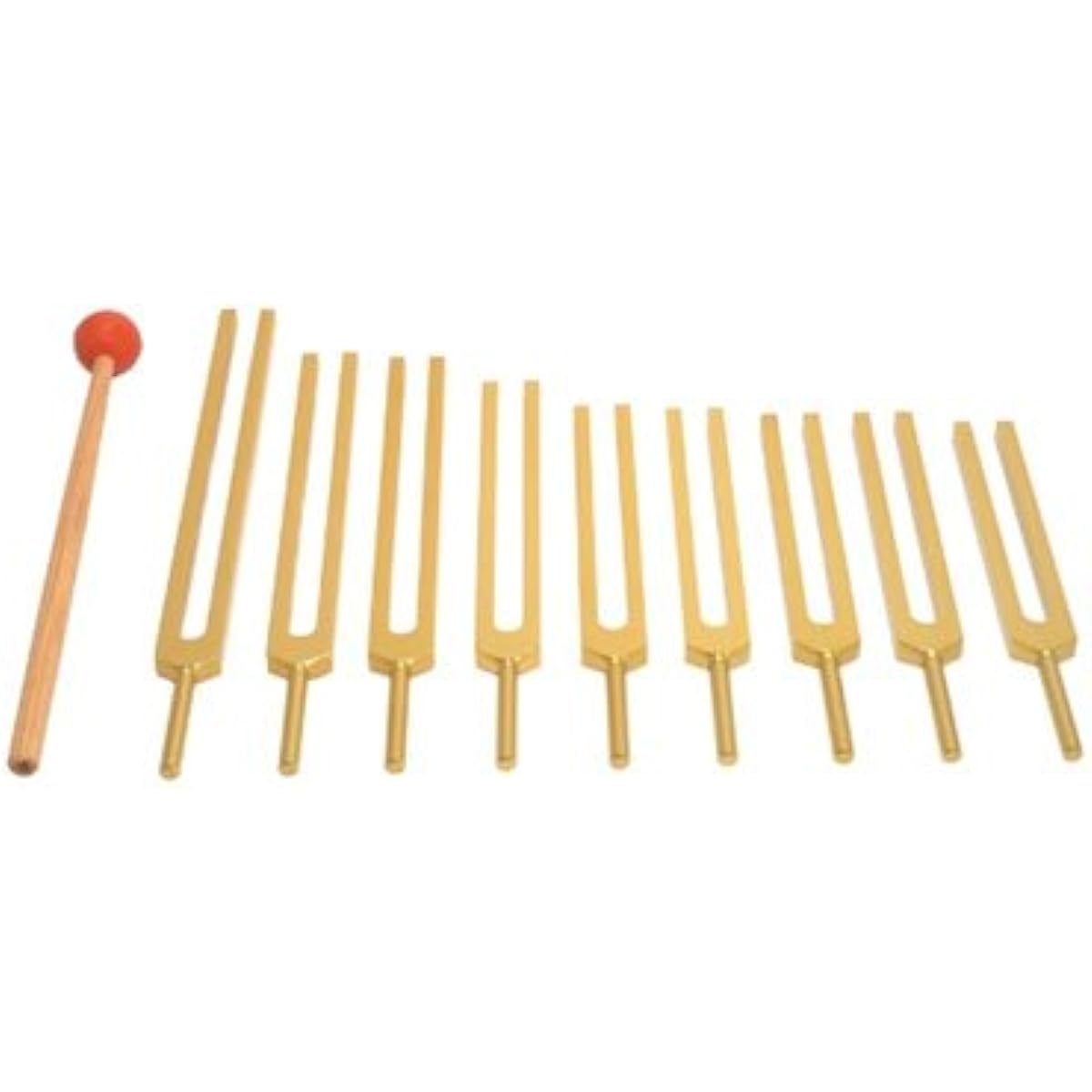 TFS Tuningforkshop Gold Finish Sacred Solfeggio Tuning Fork 9 Piece Set
